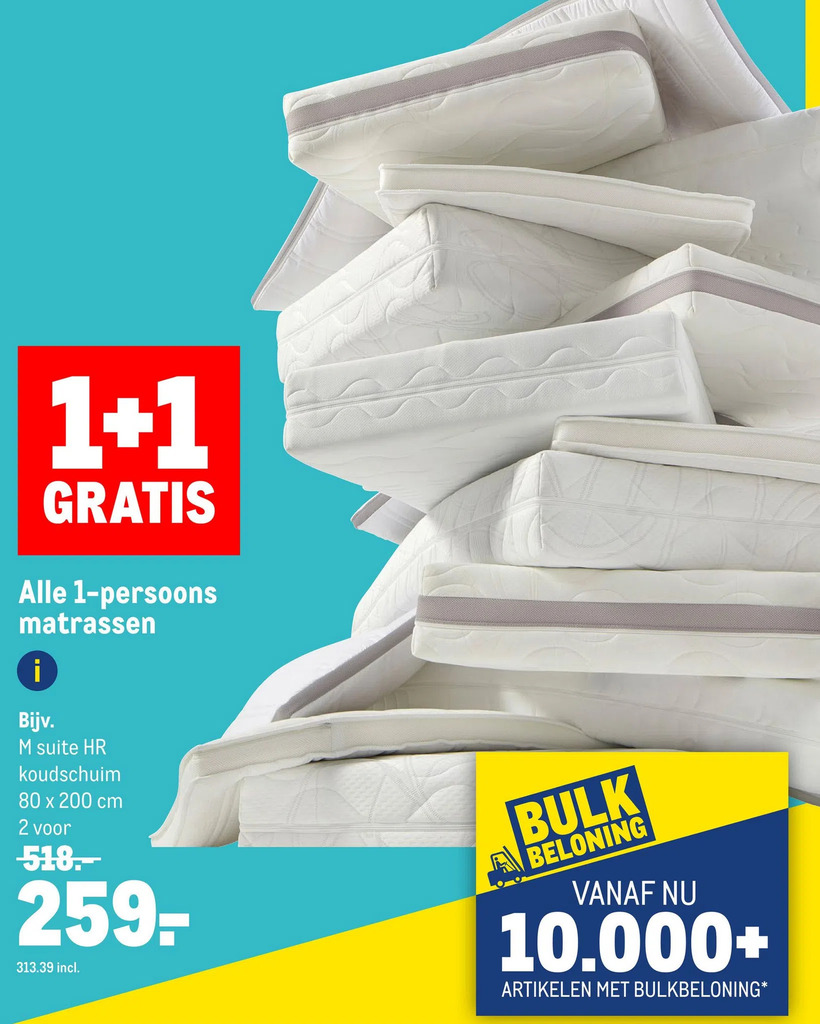 Alle 1persoons matrassen aanbieding bij Makro