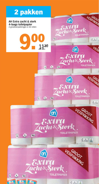 Albert Heijn AH Extra zacht & sterk 4-laags toiletpapier aanbieding