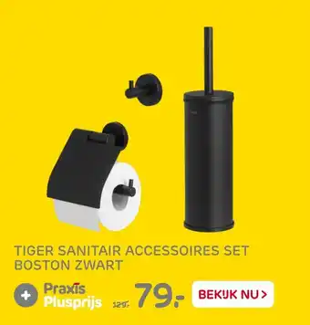 Praxis Tiger sanitair accessoires set boston zwart aanbieding