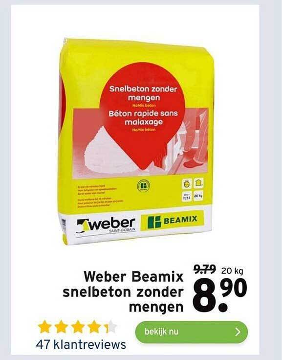 Weber beamix snelbeton zonder mengen aanbieding bij GAMMA