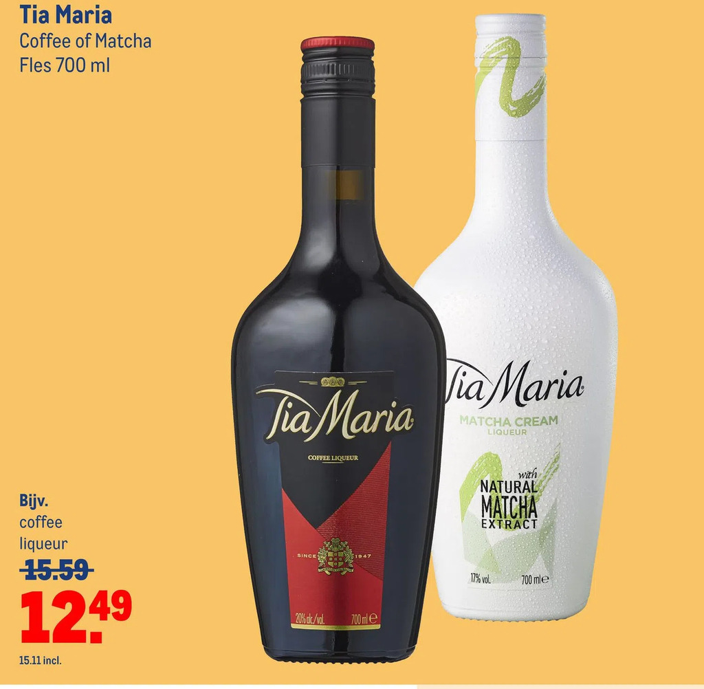 Tia maria coffee of matcha aanbieding bij Makro
