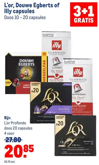 Makro L'or, douwe egberts of illy capsules aanbieding