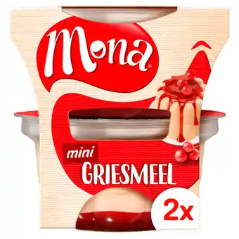 Jumbo Mona mini griesmeel pudding met rode bessensaus 2 x 135ml aanbieding