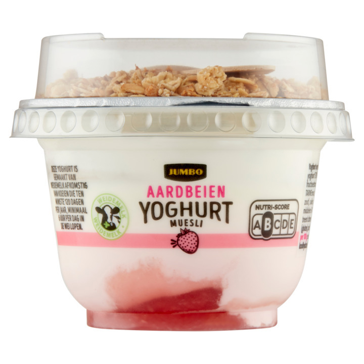 Jumbo yoghurt aardbei met muesli 170g aanbieding bij Jumbo
