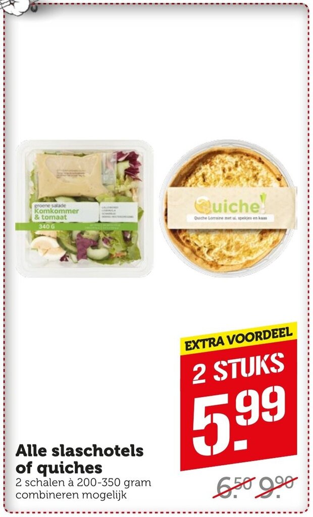 Alle slaschotels of quiches 2 stuks aanbieding bij Coop