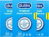 Bol.com Durex - condooms - classic natural - 3 x 20 stuks aanbieding