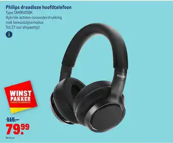 Makro Philips draadloze hoofdtelefoon tah9505bk aanbieding