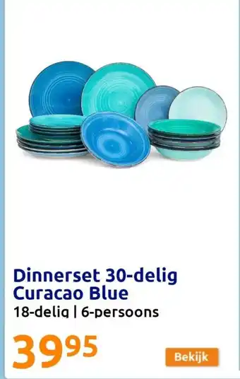 Action Dinnerset 30-delig curacao blue aanbieding