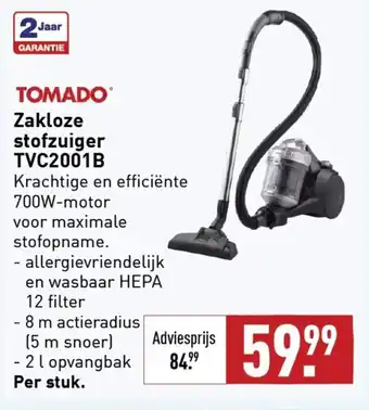 ALDI Tomado zakloze stofzuiger TVC2001B aanbieding