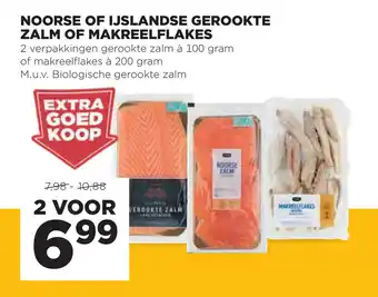 Jumbo Noorse of ijslandse gerookte zalm of makreelflakes aanbieding