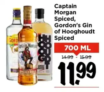 Vomar Voordeelmarkt Captain morgan spiced, gordon's gin of hooghoudt spiced 700ml aanbieding