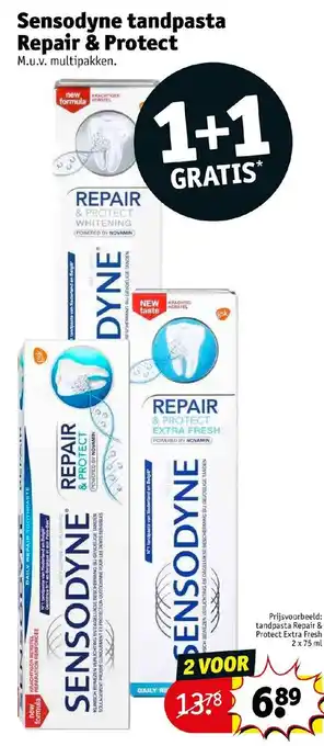 Kruidvat Sensodyne tandpasta repair & protect aanbieding