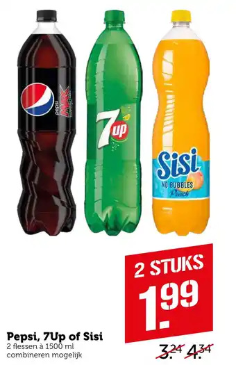 Coop Pepsi, 7Up of Sisi 1500 ml aanbieding