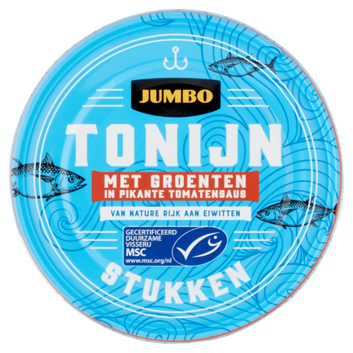 Jumbo msc tonijnstukken met groenten in pikante tomatensaus 150g