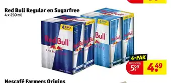 Kruidvat Red Bull Regular en Sugarfree 4 x 250 ml aanbieding