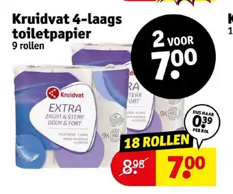 Kruidvat 4-laags toiletpapier 18 rollen aanbieding