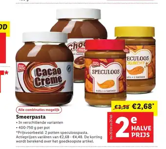 Lidl Smeerpasta 400-750 g per pot aanbieding