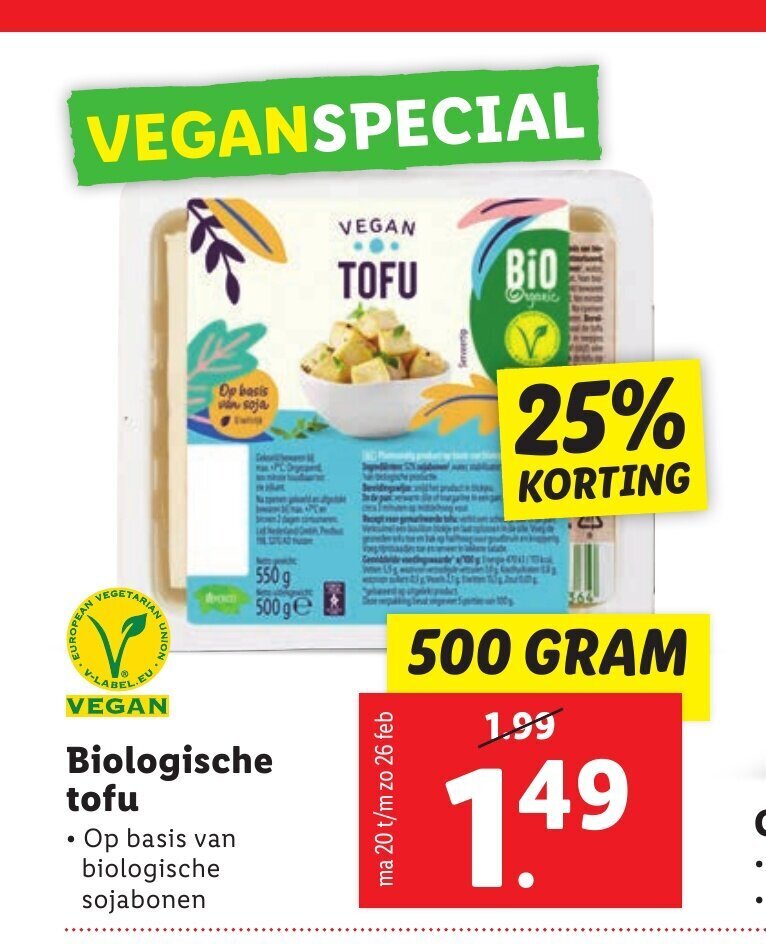 Biologische tofu 500 gram aanbieding bij Lidl