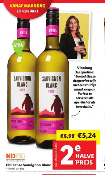 Lidl Chileense Sauvignon Blanc 750 ml per fles aanbieding