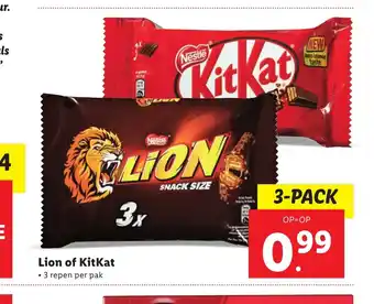 Lidl Lion of KitKat 3 repen per pak aanbieding