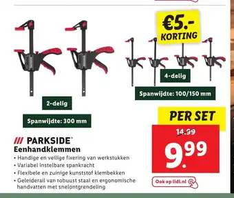 Lidl Parkside Eenhandklemmen aanbieding