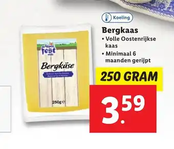 Lidl Bergkaas 250 gram aanbieding