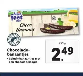 Lidl Chocolade-banaantjes 450 g aanbieding