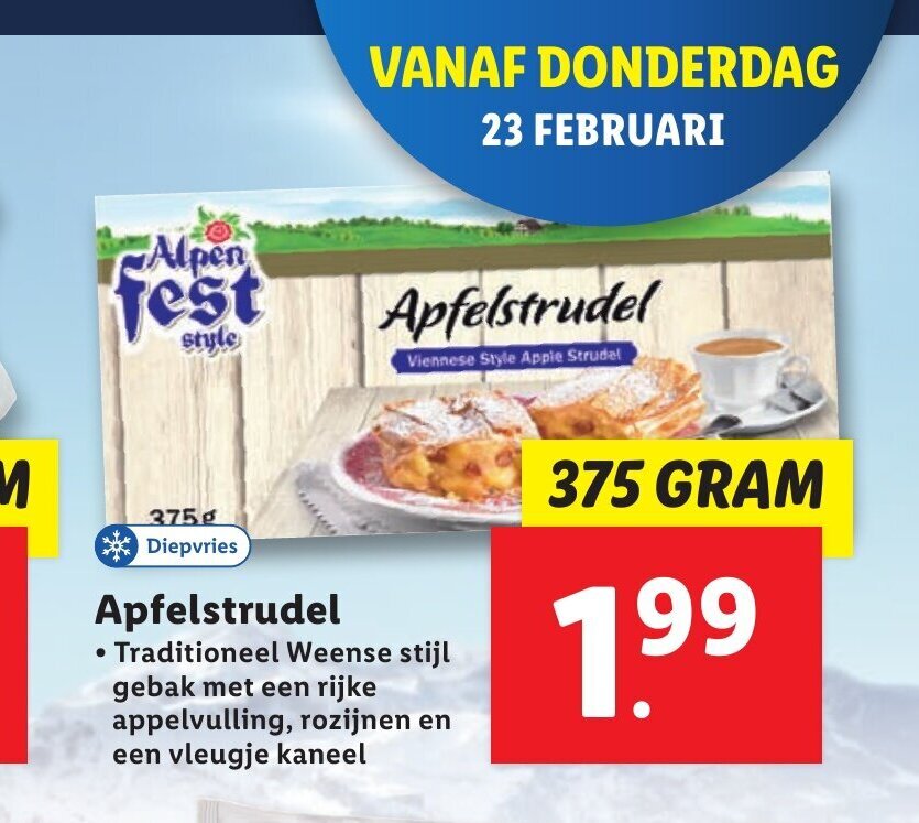 Apfelstrudel 375 gram aanbieding bij Lidl