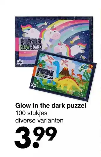 Wibra Glow in the dark puzzel 100 stukjes aanbieding