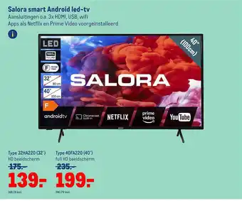 Makro Salora smart android led-tv aanbieding