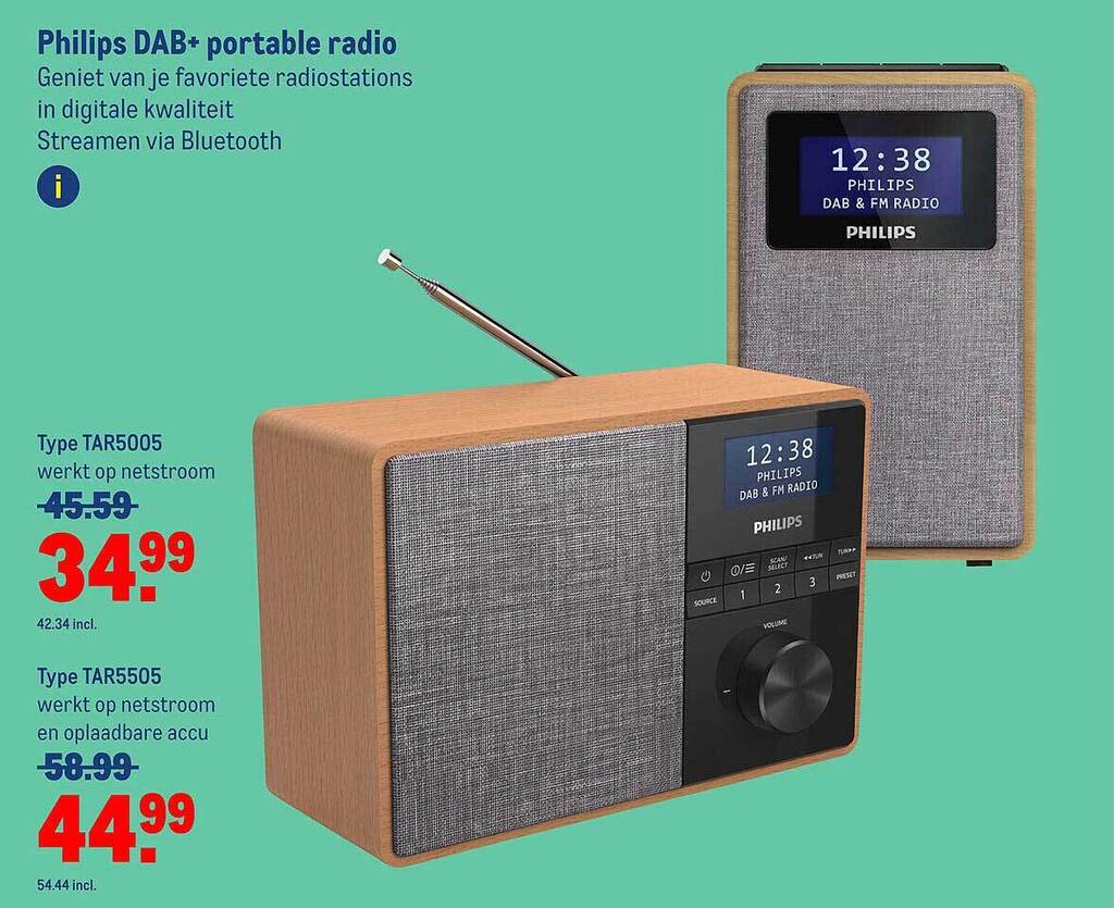 Philips dab+ portable radio aanbieding bij Makro