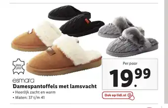 Lidl Esmara Damespantoffels met lamsvacht aanbieding