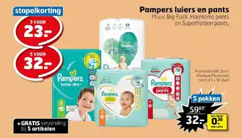 Trekpleister Pampers luiers en pants 5 pakken aanbieding