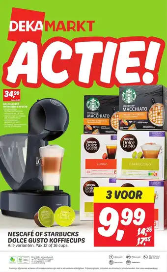 Dekamarkt Nescafe of Starbucks Dolce Gusto koffiecups aanbieding