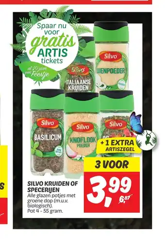 Dekamarkt Silvo kruiden of specerijen 4-55 gram aanbieding