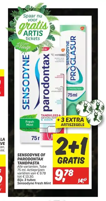 Dekamarkt Sensodyne of Paradontax Tandpasta aanbieding