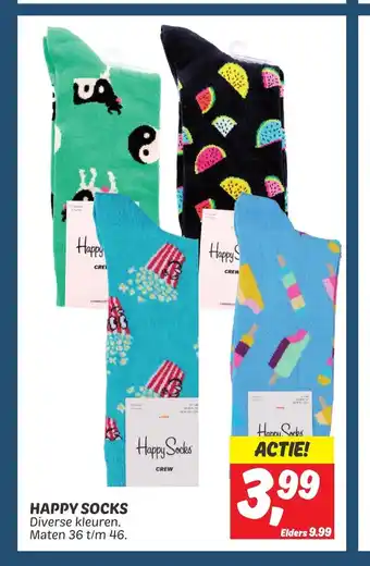 Dekamarkt Happy socks maten 36 t/m 46 aanbieding