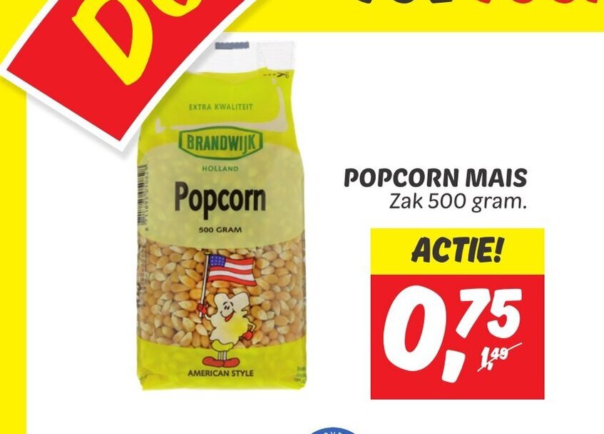 Popcorn mais 500 gram aanbieding bij Dekamarkt