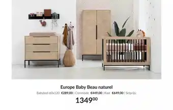 Babypark Europe baby beau naturel : babybed 60x120 | commode | kast aanbieding