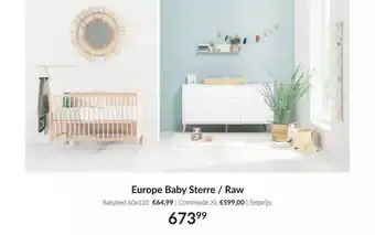 Babypark Europe baby sterre - raw : babybed 60x120 | commode xl aanbieding