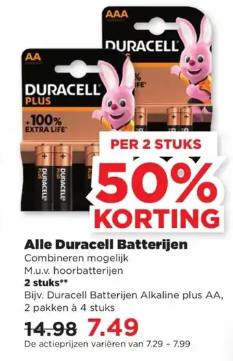 PLUS Alle Duracell batterijen aanbieding