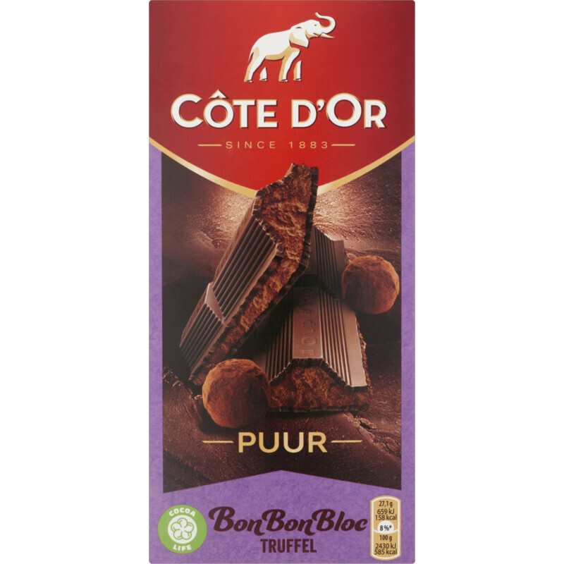 Côte d'or bonbonbloc chocolade reep puur truffel aanbieding bij Albert