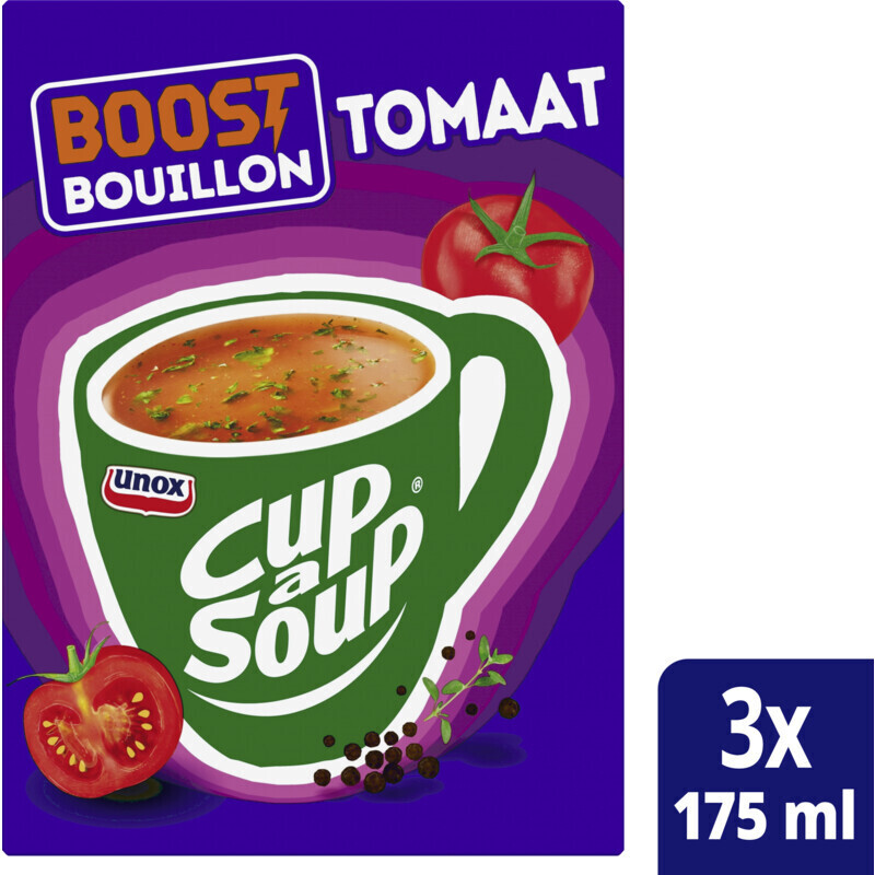 Unox boost bouillon tomaat cup a soup aanbieding bij Albert Heijn