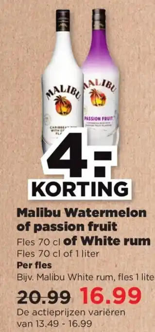 PLUS Malibu Watermelon of passion fruit of White rum aanbieding