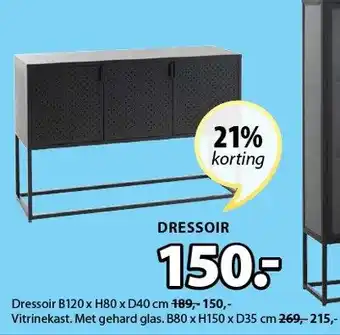 Jysk Dressoir b120xh80xd40 cm aanbieding