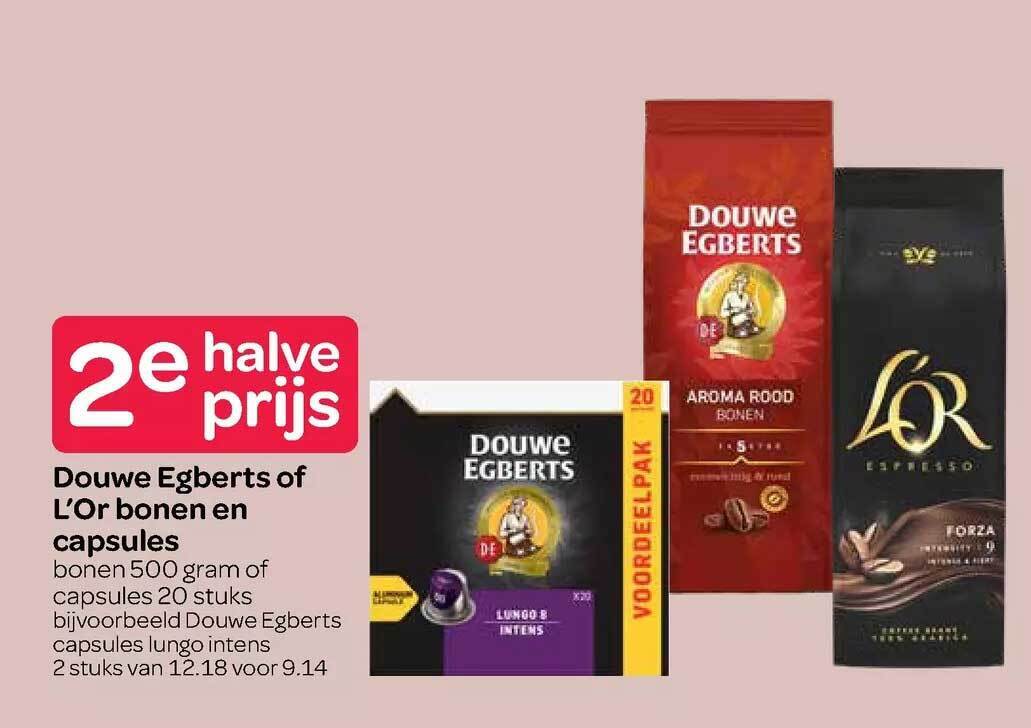 Douwe egberts of l'or bonen en capsules aanbieding bij Spar