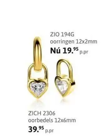 Zinzi Zio 194g oorringen 12x2mm of zich 2306 oorbedels 12x6mm aanbieding