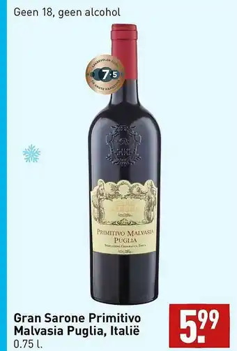 ALDI Gran sarone primitivo malvasia puglia, italië aanbieding