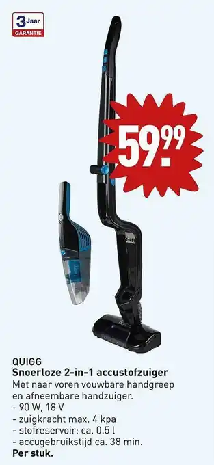 ALDI Quigg snoerloze 2-in-1 accustofzuiger aanbieding