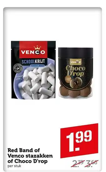 Coop Red band of venco stazakken of choco d'rop aanbieding